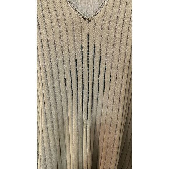 Gaby Tricot Women's Ribbed Short Sleeve V-Neck Tube Sequin Green T-Shirt Size L - Picture 4 of 10